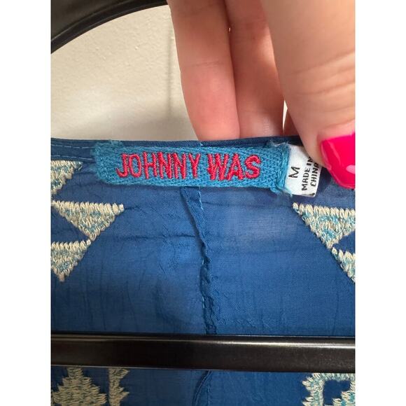 Johnny Was Navy Floral Embroidered Top - Picture 12 of 15